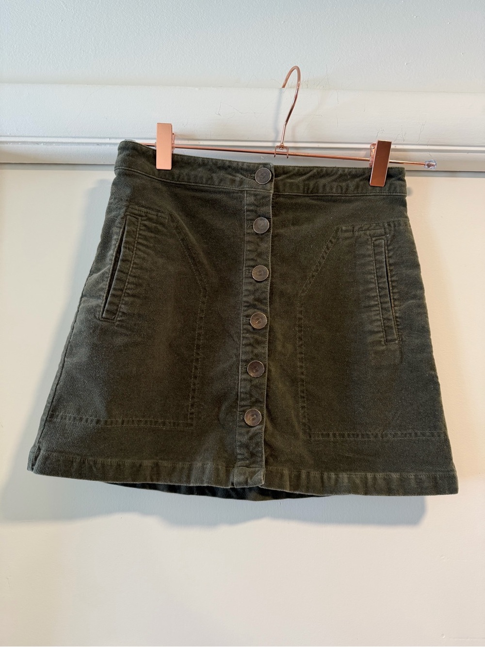 Forever 21 Olive Green Button-Front Corduroy Mini Skirt